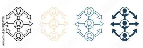 Network icon set multiple style collection, including line, solid, outline, and filled icons