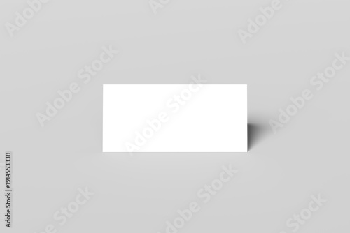 Minimalist blank white tent card mockup in a triangular folded shape, standing on a clean neutral background. Perfect for showcasing table name cards, restaurant menus, event signage, promotional.