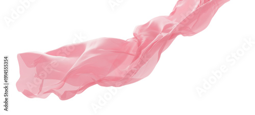 Canvas-taulu Pink orange sheer fabric flowing in the wind isolated on transparency background