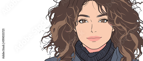 A woman with curly hair is smiling and looking straight ahead. She wears a dark sweater and has a friendly expression on her face.