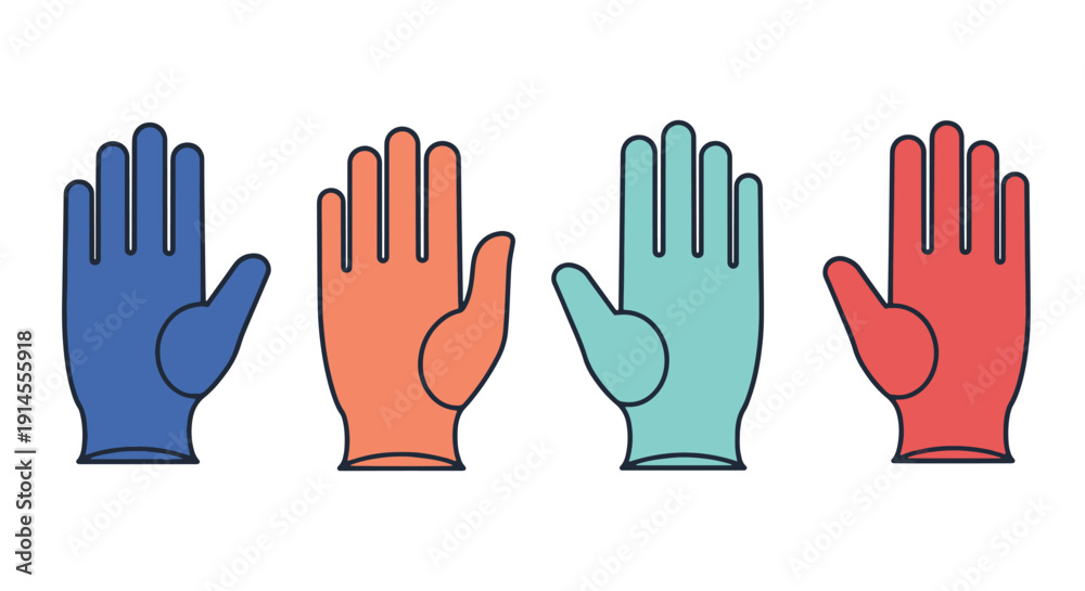 Fototapeta premium Medical Gloves Line soft elegant tone illustration