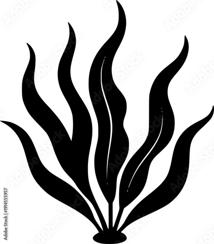 Waving Seaweed Icon Silhouette
