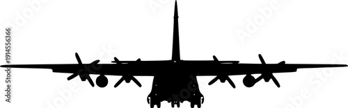 Detailed black silhouette of a vintage WWII Spitfire fighter plane banking in flight, military aviation concept, flat vector illustration, isolated on white background