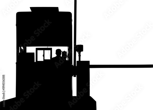 Black silhouette of a toll booth on a isolated on white background
