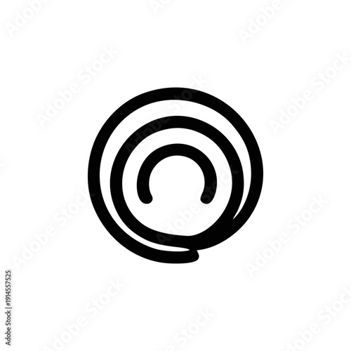 Simple black swirl design on a white background with a minimalist aesthetic.