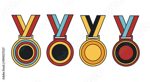 Medal Line art soft tone color vector