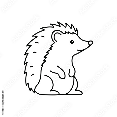 Cute hedgehog sitting and looking sideways on white background