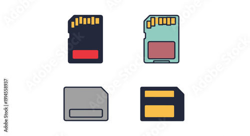 Memory Card Line art creative tone color illustration