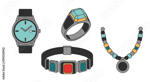 Men Jewelry Line color filled abstract design creative style vector