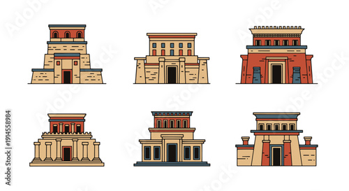 Tableau sur toile Mesopotamian Temple creative abstract smooth illustration