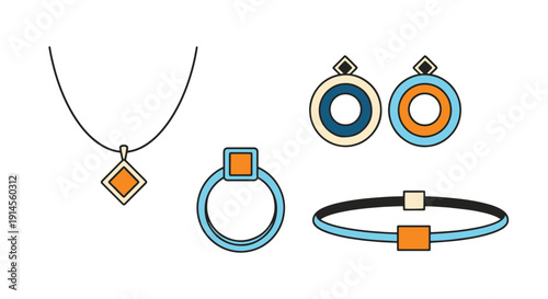 Minimal Jewelry luxury color outline design creative modern illustration