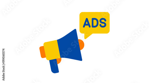 Ads Icon d flat vector isolated white background