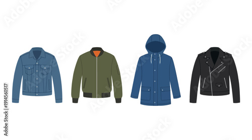 Jackets d flat vector isolated white background