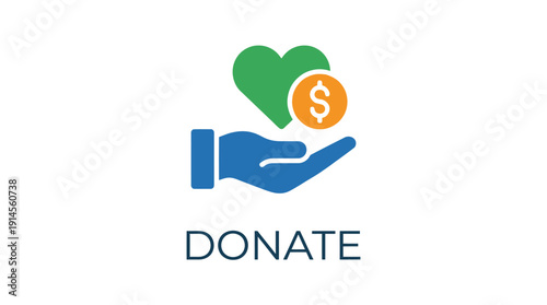 Donate Icon d flat vector isolated white background