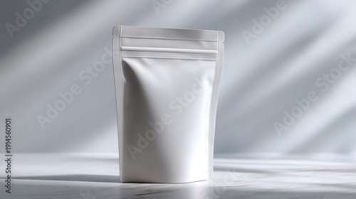An isolated clear, zip lock plastic bag mockup filled with powder against a soft shadow background