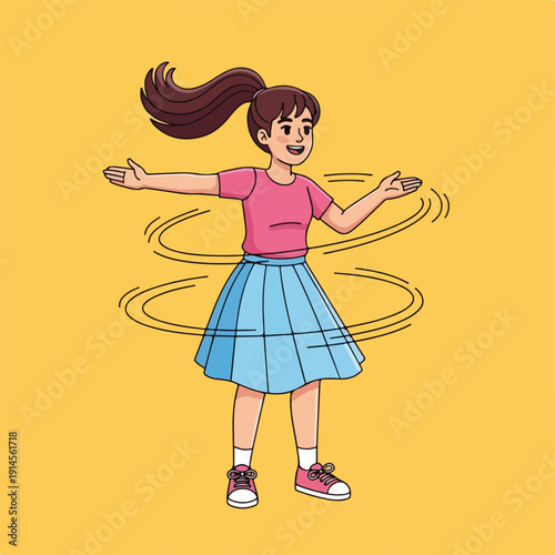 Girl playing jump rope outdoors with a happy expression