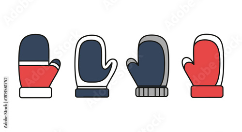 Mittens Line art creative abstract vector