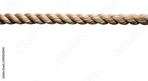 Brown rope isolated on transparent background with twisted cord texture