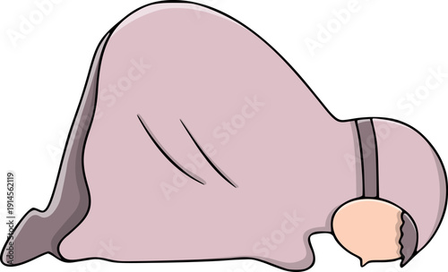 Muslim Woman Prostrating in Prayer (Sujud)