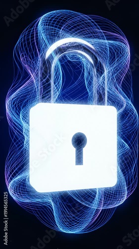 Digital Security Lock Animation Data Protection Concept