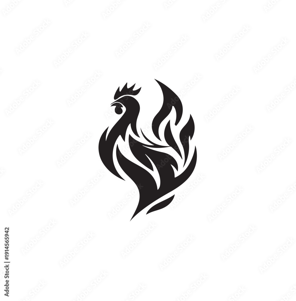 Fototapeta premium rooster with fire logo