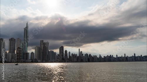 Timelapse of Balneário Camboriú skyline and ocean