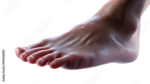 A close-up shot of a human foot, emphasizing the details of the skin and bone structure