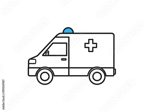 Wallpaper Mural Outlined illustration depicting a monochrome ambulance vehicle with a cross symbol on the side Torontodigital.ca