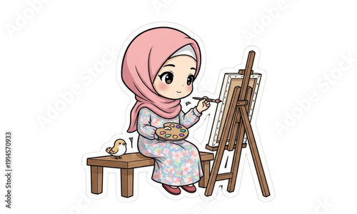 little girl painting