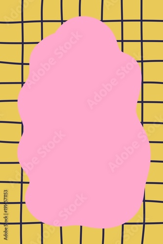 Colorful Abstract Grid Notepad Template with Organic Shape Frame – Modern Printable Journal Cover Background