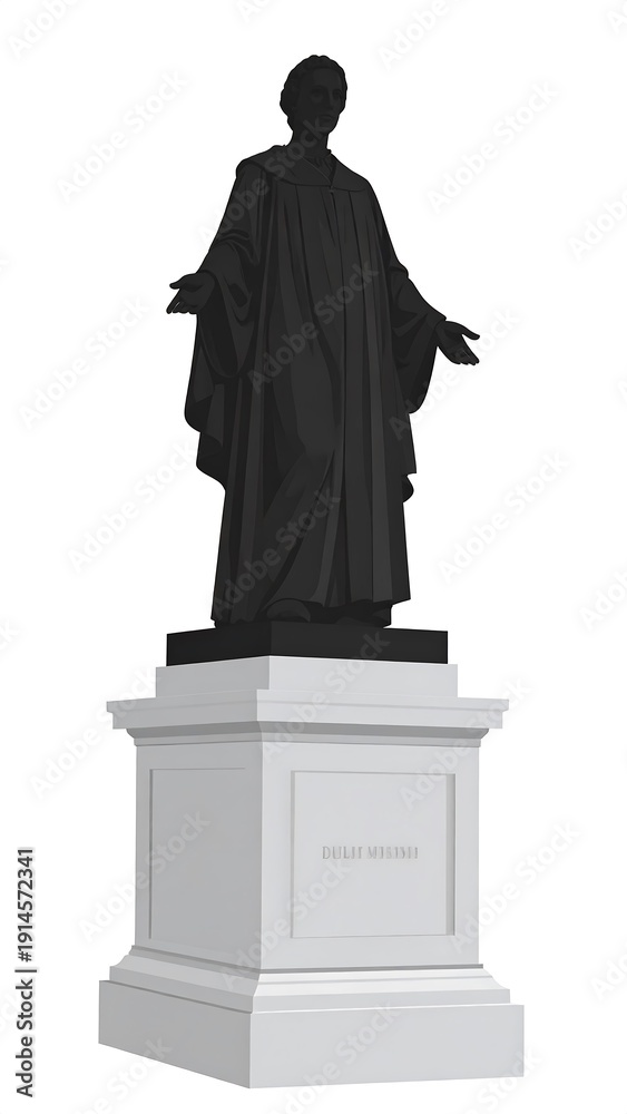 Fototapeta premium Statue of a robed figure standing on a pedestal, arms outstretched