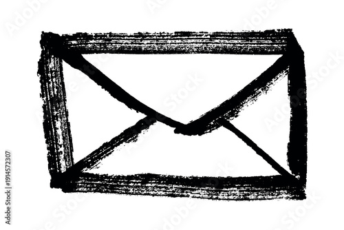 Hand drawn envelope with letter inside Mail and correspondence doodle Love, communication, invitation Single element for design, print, decor