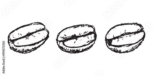 Set of hand drawn fresh roasted coffee bean Arabica robusta seed doodle Single element for design print packaging label decor