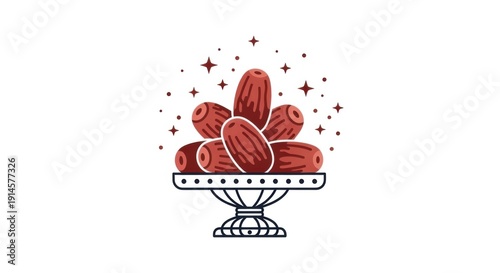 Stylized Red Dates on Ornate Pedestal Tray with Sparkle Accents