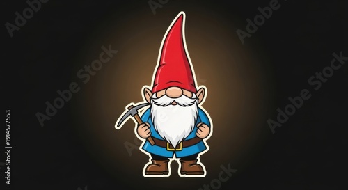 Colorful Gnome Cartoon Centered on Dark Gradient Background