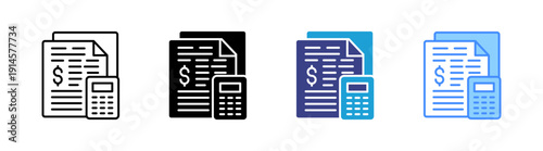 Accounting icon set multiple style collection