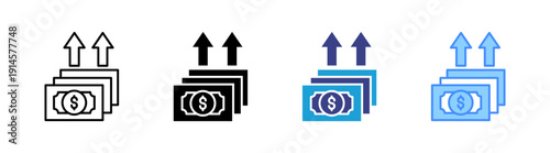 Spending Money icon set multiple style collection