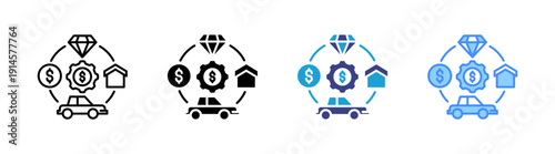 Asset Management icon set multiple style collection