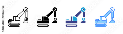 Excavator icon set multiple style collection