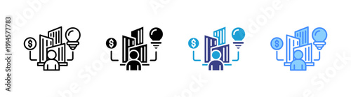 Entrepreneur icon set multiple style collection
