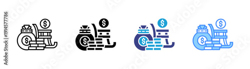 Pension icon set multiple style collection