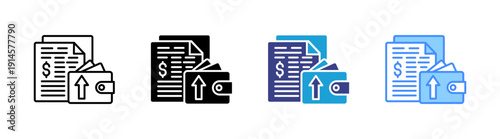 Expenses icon set multiple style collection