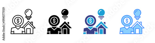 Investor icon set multiple style collection