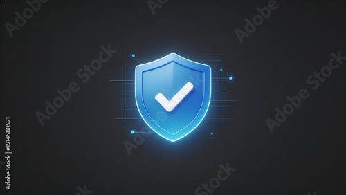 Wallpaper Mural Blue shield with white checkmark Torontodigital.ca