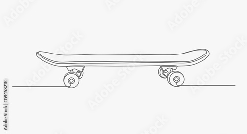 Skateboard T-Tool and Wheel with Bearing Line Art Illustration on Isolated White Background