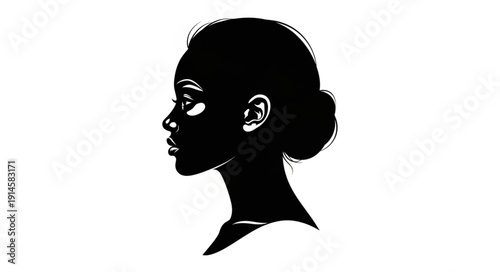 Silhouette Profile of a Young Black Woman.