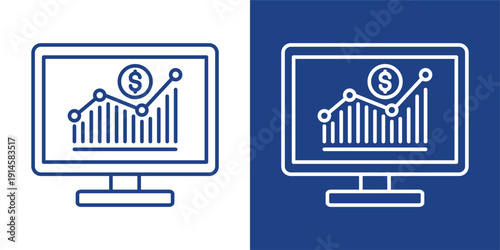 Revenue Blue And White Icon Style Collection