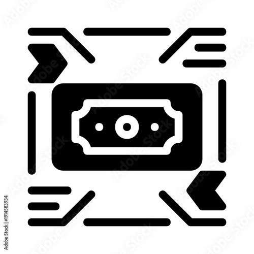 Financial concept illustration with bill money surrounded by arrows, suitable for presentations, financial reports, business articles, and marketing materials.
