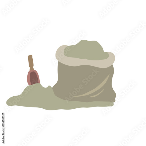 Bag of Potting Soil with Scoop for Gardening and Planting Concept