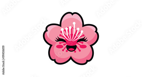 Pink hibiscus flower with smiling face